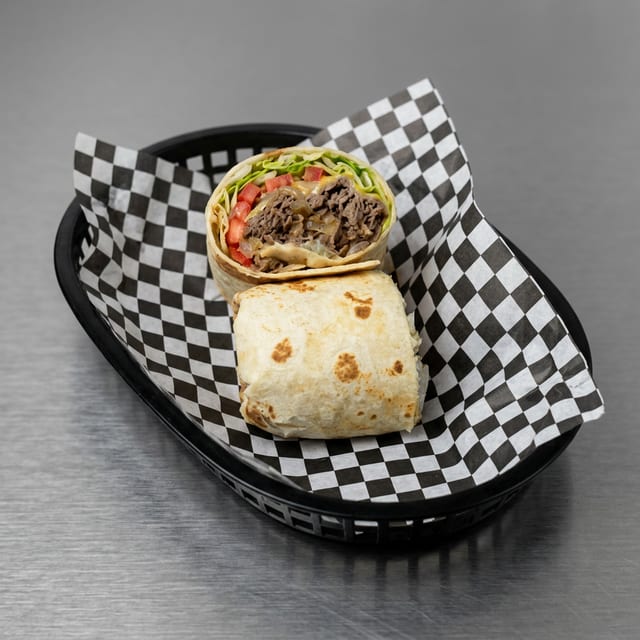 Cheese Steak or Chicken Cheese Steak Wrap.